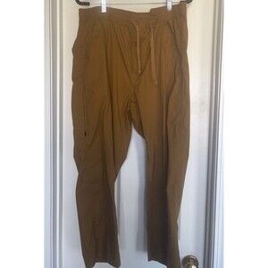 prAna Women's pants size XL pull on cropped Mustard Yellow  color elastic waist